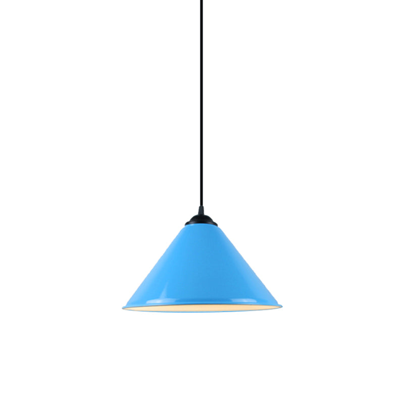 Cone Hanging Light Modern Metal 1 Light Pink/Yellow/Green Pendant Light, 12"/14"/16" Dia Clearhalo 'Ceiling Lights' 'Modern Pendants' 'Modern' 'Pendant Lights' 'Pendants' Lighting' 176671