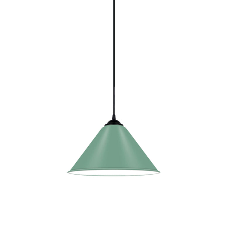 Cone Hanging Light Modern Metal 1 Light Pink/Yellow/Green Pendant Light, 12"/14"/16" Dia Clearhalo 'Ceiling Lights' 'Modern Pendants' 'Modern' 'Pendant Lights' 'Pendants' Lighting' 176674