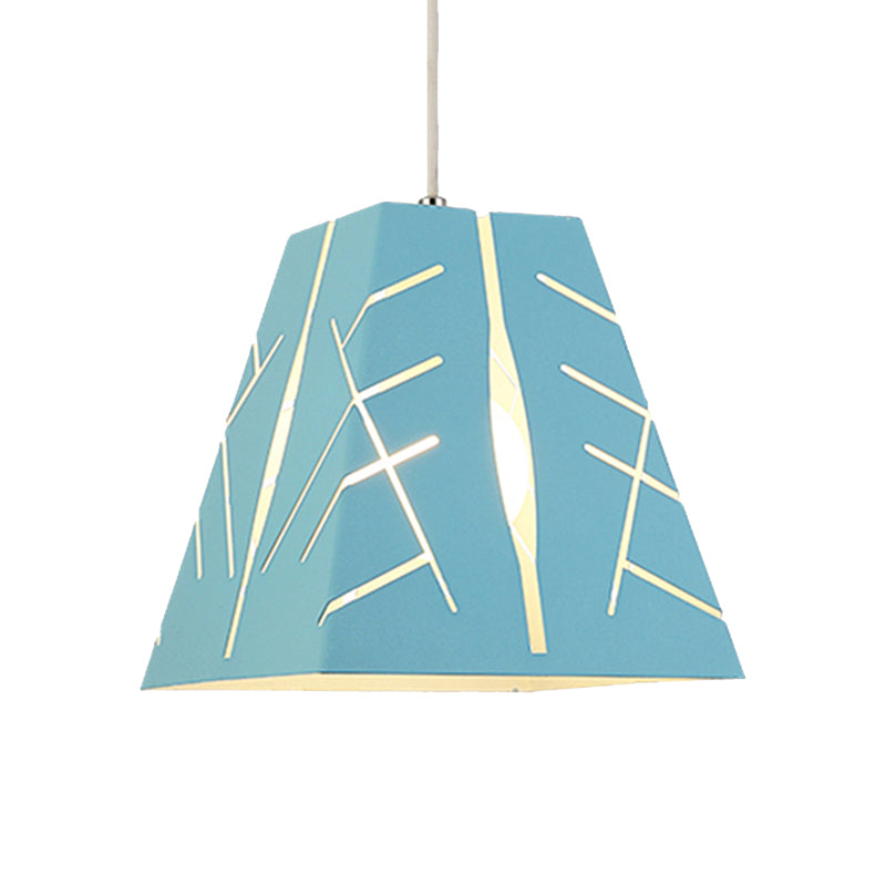 Pink/Yellow/Blue Tapered Hanging Lighting Modern 1 Light Metal Pendant Ceiling Light Clearhalo 'Ceiling Lights' 'Modern Pendants' 'Modern' 'Pendant Lights' 'Pendants' Lighting' 176679