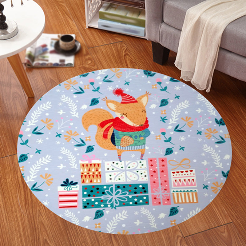 Multicolor Animal Pattern Rug Polyester Kids Rug Washable Anti-Slip Pet Friendly Area Rug for Children's Room Light Blue Clearhalo 'Area Rug' 'Rug' 1766825