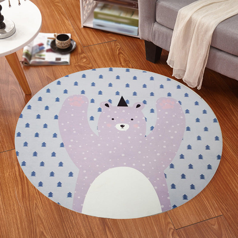 Multicolor Animal Pattern Rug Polyester Kids Rug Washable Anti-Slip Pet Friendly Area Rug for Children's Room Light Purple Clearhalo 'Area Rug' 'Rug' 1766830