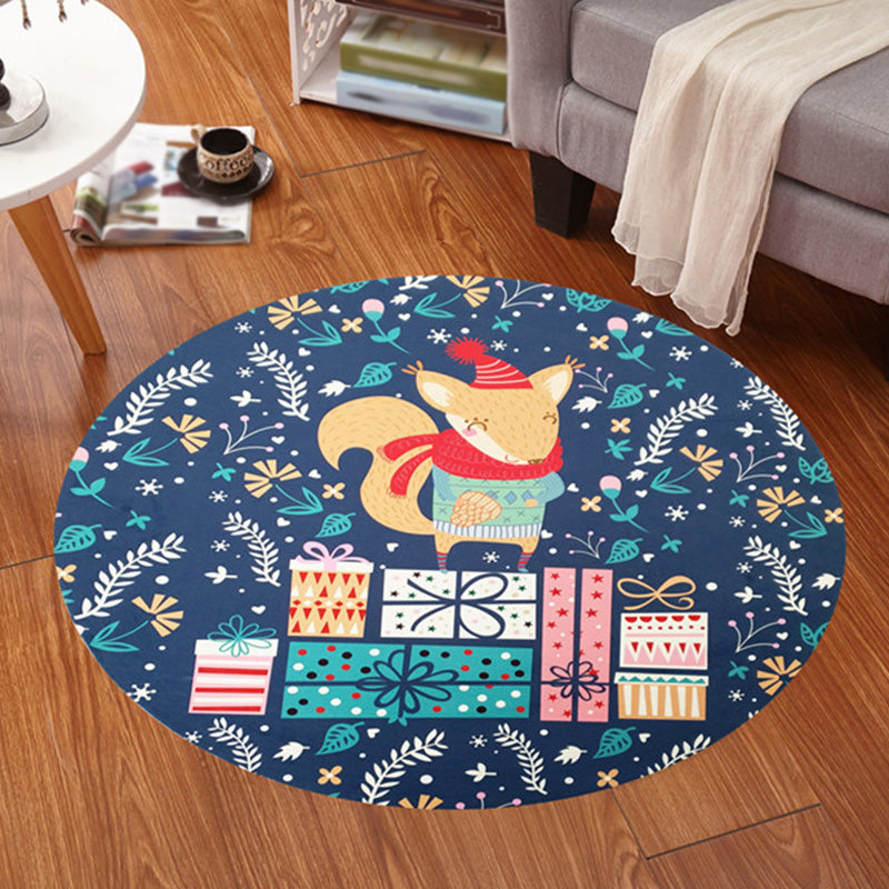 Multicolor Animal Pattern Rug Polyester Kids Rug Washable Anti-Slip Pet Friendly Area Rug for Children's Room Dark Blue Clearhalo 'Area Rug' 'Rug' 1766831