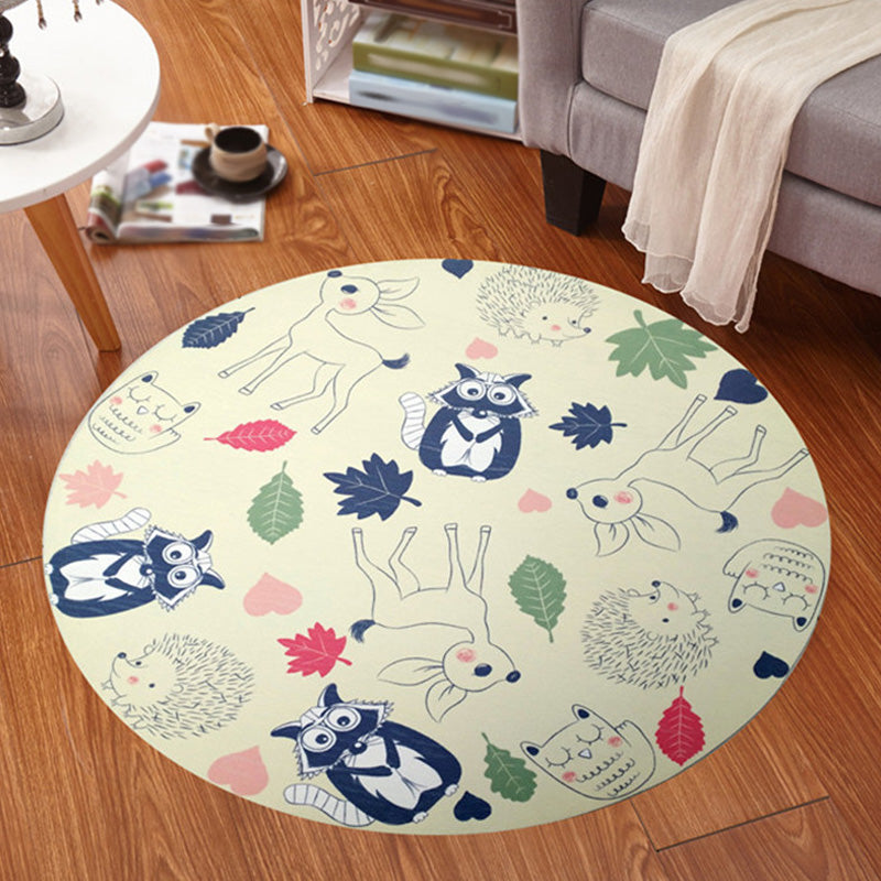 Multicolor Animal Pattern Rug Polyester Kids Rug Washable Anti-Slip Pet Friendly Area Rug for Children's Room Beige Clearhalo 'Area Rug' 'Rug' 1766832