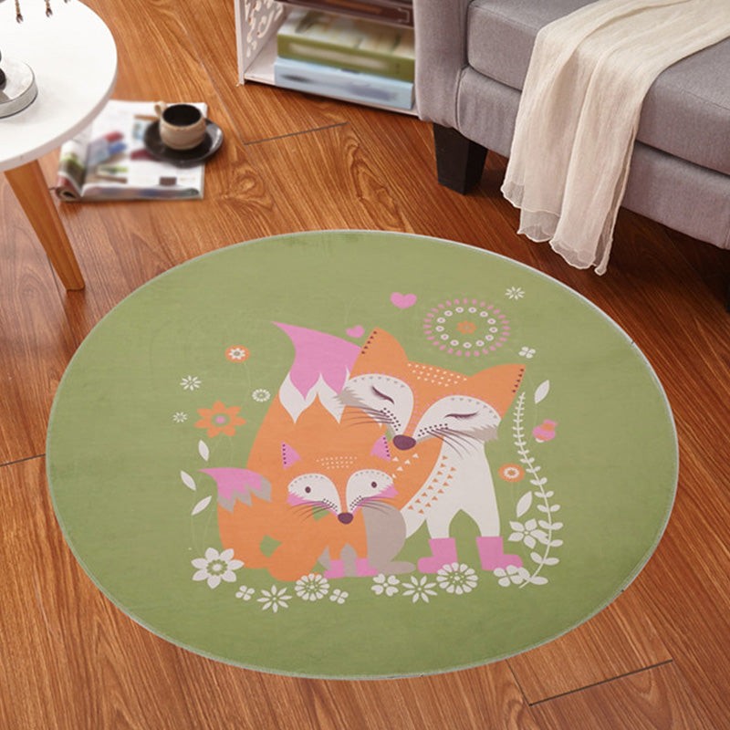 Multicolor Animal Pattern Rug Polyester Kids Rug Washable Anti-Slip Pet Friendly Area Rug for Children's Room Green Clearhalo 'Area Rug' 'Rug' 1766833