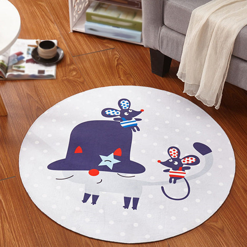 Multicolor Animal Pattern Rug Polyester Kids Rug Washable Anti-Slip Pet Friendly Area Rug for Children's Room White Clearhalo 'Area Rug' 'Rug' 1766834