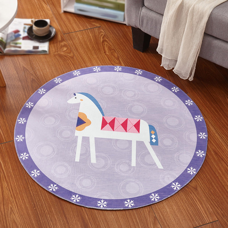 Multicolor Animal Pattern Rug Polyester Kids Rug Washable Anti-Slip Pet Friendly Area Rug for Children's Room Purple Clearhalo 'Area Rug' 'Rug' 1766835