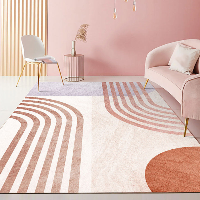 Unique Multicolor Modernist Rug Polyester Colorblock Striped Pattern Rug Washable Pet Friendly Non-Slip Carpet for Living Room Pink Clearhalo 'Area Rug' 'Modern' 'Rugs' Rug' 1766941