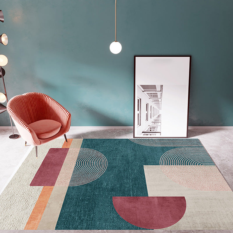 Minimalist Colorblock Rug Multicolor Polyester Rug Non-Slip Backing Washable Pet Friendly Carpet for Bedroom Blue Clearhalo 'Area Rug' 'Modern' 'Rugs' Rug' 1766952