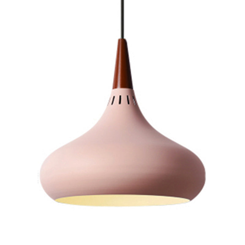 8"/11"/12"W Teardrop Pendant Lighting Nordic Metal 1 Light Black/White/Pink Hanging Light Clearhalo 'Ceiling Lights' 'Modern Pendants' 'Modern' 'Pendant Lights' 'Pendants' Lighting' 176703