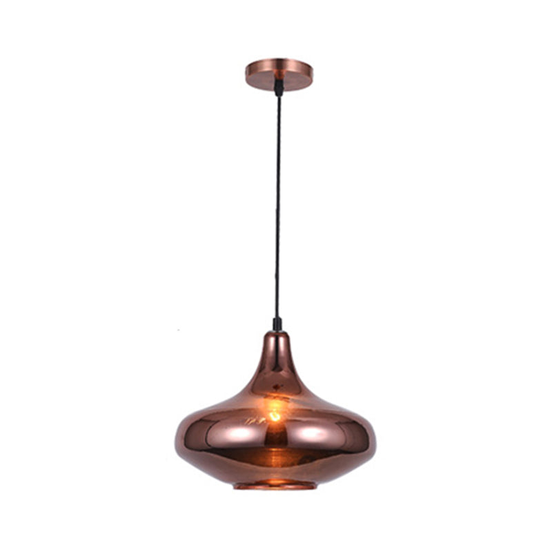 Copper Modern Ceiling Light Fixture with Gourd/Bell/Urn Mirror Glass Shade 1 Light Suspension Pendant Light for Dining Room Clearhalo 'Ceiling Lights' 'Glass shade' 'Glass' 'Modern Pendants' 'Modern' 'Pendant Lights' 'Pendants' Lighting' 176714