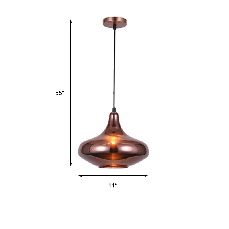 Copper Modern Ceiling Light Fixture with Gourd/Bell/Urn Mirror Glass Shade 1 Light Suspension Pendant Light for Dining Room Clearhalo 'Ceiling Lights' 'Glass shade' 'Glass' 'Modern Pendants' 'Modern' 'Pendant Lights' 'Pendants' Lighting' 176715