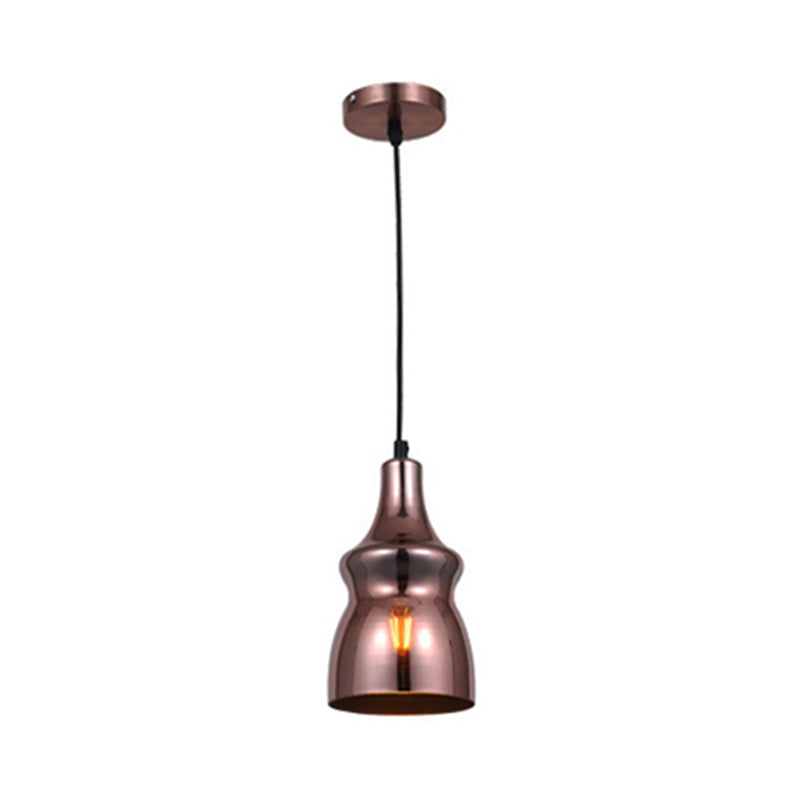 Copper Modern Ceiling Light Fixture with Gourd/Bell/Urn Mirror Glass Shade 1 Light Suspension Pendant Light for Dining Room Clearhalo 'Ceiling Lights' 'Glass shade' 'Glass' 'Modern Pendants' 'Modern' 'Pendant Lights' 'Pendants' Lighting' 176717