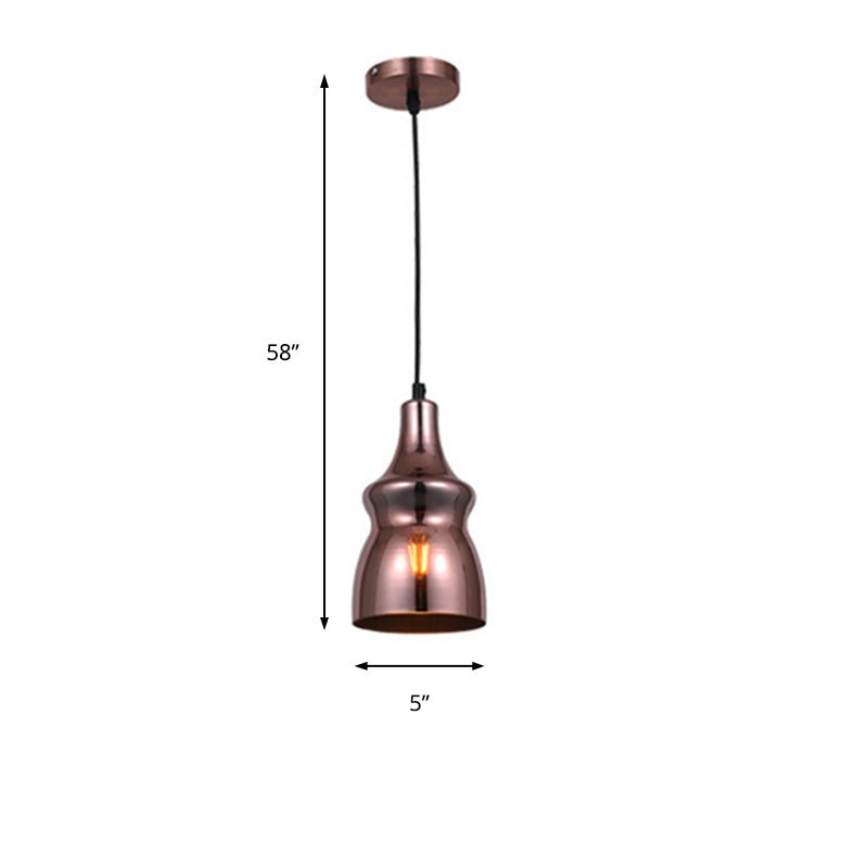 Copper Modern Ceiling Light Fixture with Gourd/Bell/Urn Mirror Glass Shade 1 Light Suspension Pendant Light for Dining Room Clearhalo 'Ceiling Lights' 'Glass shade' 'Glass' 'Modern Pendants' 'Modern' 'Pendant Lights' 'Pendants' Lighting' 176718