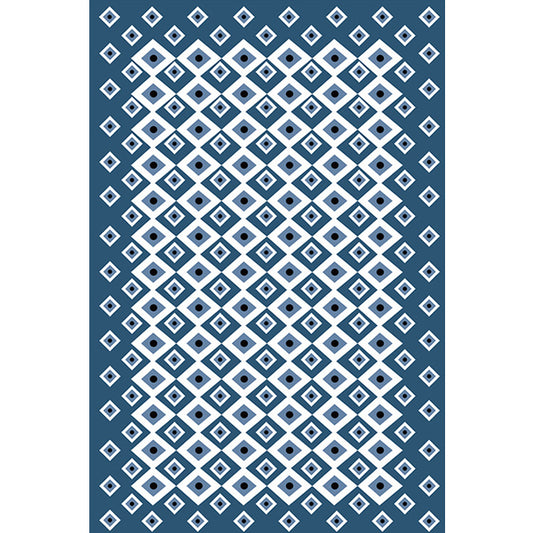 Retro Geometric Pattern Rug Blue Bohemian Rug Polyester Pet Friendly Non-Slip Backing Washable Area Rug for Living Room Clearhalo 'Area Rug' 'Bohemian' 'Rugs' Rug' 1767185