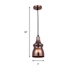 Copper Modern Ceiling Light Fixture with Gourd/Bell/Urn Mirror Glass Shade 1 Light Suspension Pendant Light for Dining Room Clearhalo 'Ceiling Lights' 'Glass shade' 'Glass' 'Modern Pendants' 'Modern' 'Pendant Lights' 'Pendants' Lighting' 176718