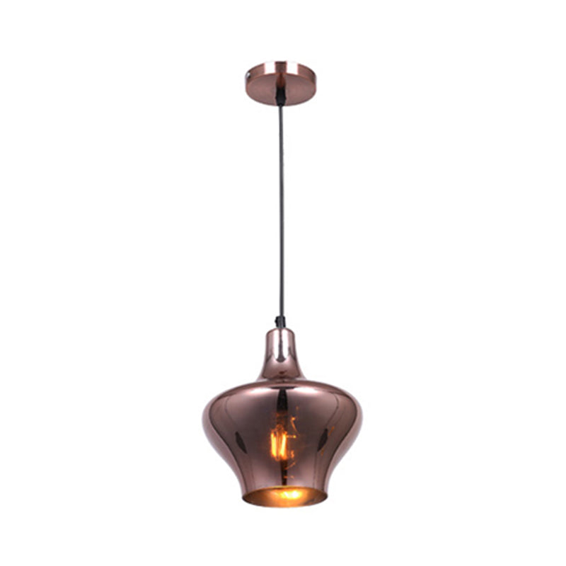 Copper Modern Ceiling Light Fixture with Gourd/Bell/Urn Mirror Glass Shade 1 Light Suspension Pendant Light for Dining Room Clearhalo 'Ceiling Lights' 'Glass shade' 'Glass' 'Modern Pendants' 'Modern' 'Pendant Lights' 'Pendants' Lighting' 176720