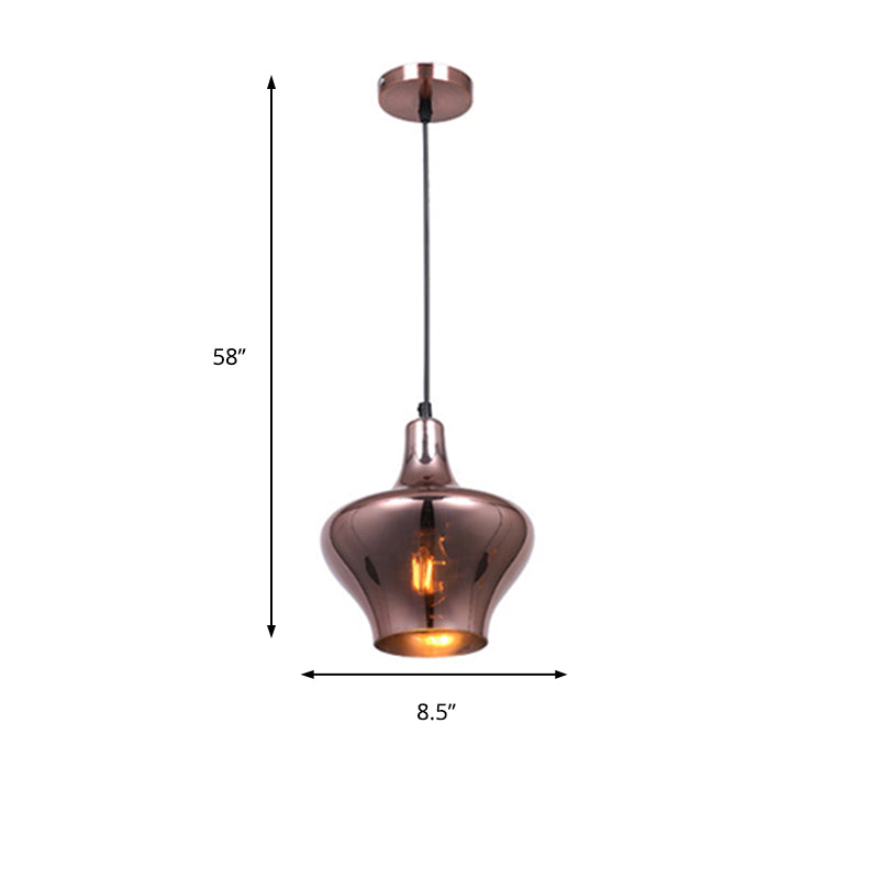 Copper Modern Ceiling Light Fixture with Gourd/Bell/Urn Mirror Glass Shade 1 Light Suspension Pendant Light for Dining Room Clearhalo 'Ceiling Lights' 'Glass shade' 'Glass' 'Modern Pendants' 'Modern' 'Pendant Lights' 'Pendants' Lighting' 176721