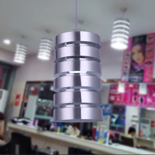 Cylindrical Metal Hanging Light Kit Modern 1 Head Silver Down Pendant for Dining Room Silver Clearhalo 'Ceiling Lights' 'Modern Pendants' 'Modern' 'Pendant Lights' 'Pendants' Lighting' 176722