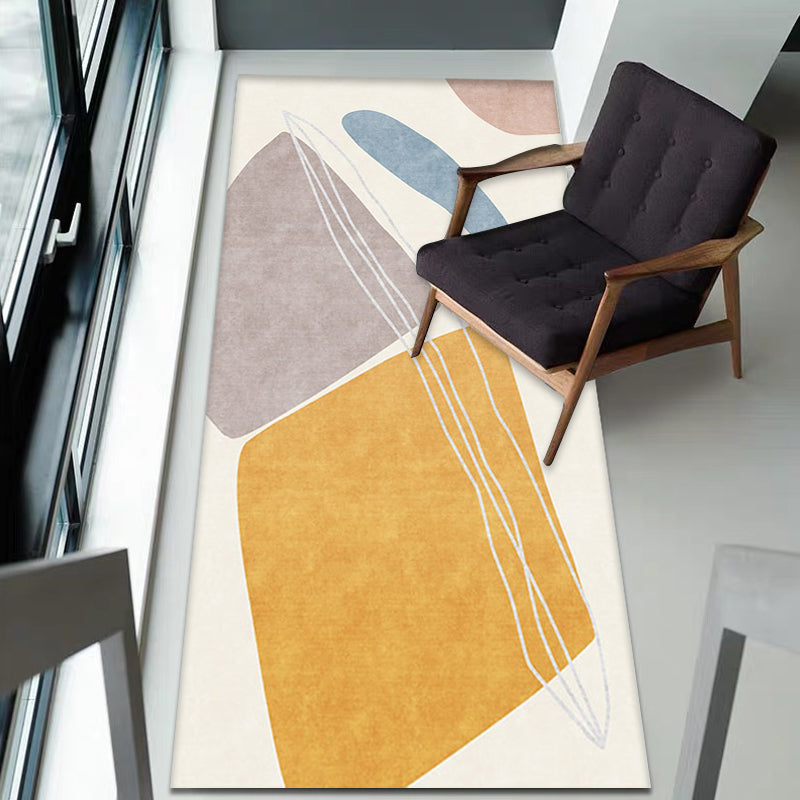 Unique Yellow Modernist Rug Polyester Abstract Rug Washable Pet Friendly Non-Slip Carpet for Living Room Yellow Clearhalo 'Area Rug' 'Rug' 1767234