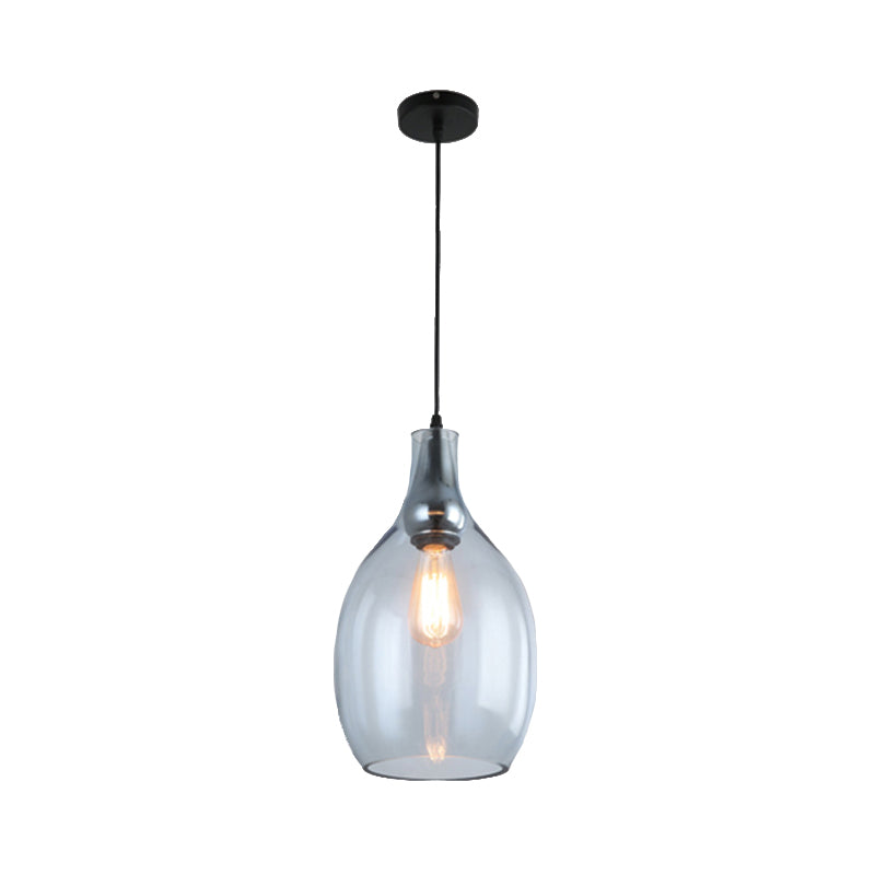 Bottle Pendant Lamp Modernist Blue/Amber Glass 1 Light Nickel Hanging Light Fixture for Bedroom Clearhalo 'Ceiling Lights' 'Glass shade' 'Glass' 'Modern Pendants' 'Modern' 'Pendant Lights' 'Pendants' Lighting' 176728