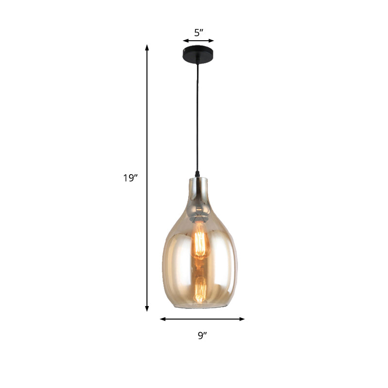 Bottle Pendant Lamp Modernist Blue/Amber Glass 1 Light Nickel Hanging Light Fixture for Bedroom Clearhalo 'Ceiling Lights' 'Glass shade' 'Glass' 'Modern Pendants' 'Modern' 'Pendant Lights' 'Pendants' Lighting' 176731