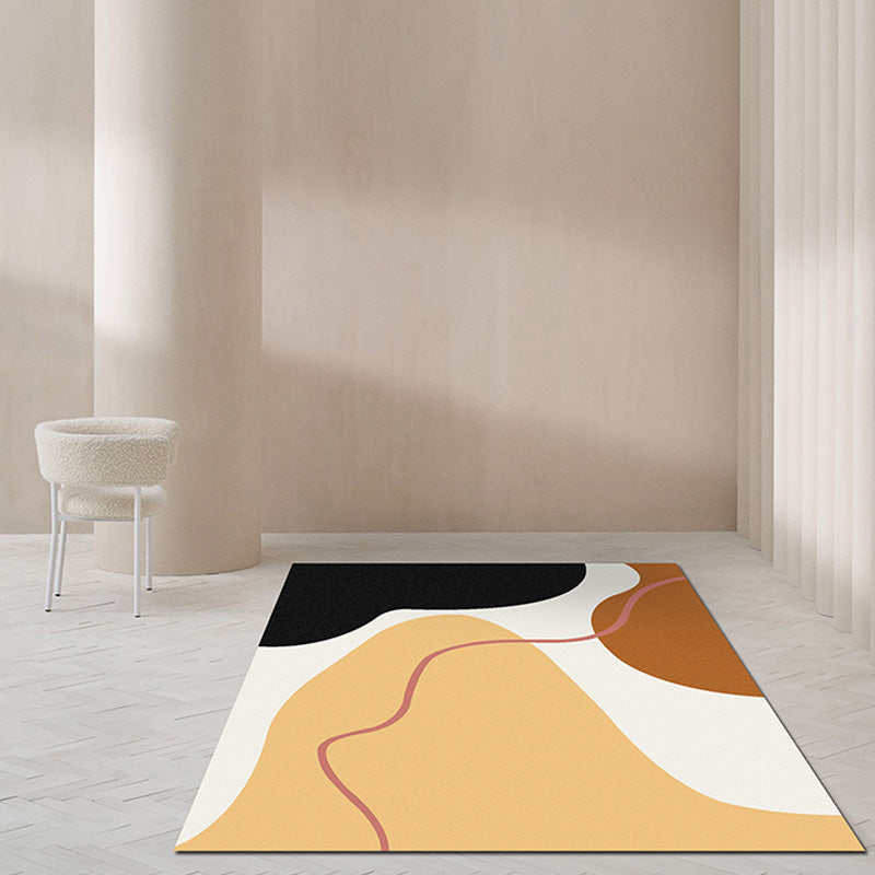 Modernist Colorblock Rug Beige and Yellow Polyester Rug Non-Slip Backing Washable Pet Friendly Carpet for Bedroom Yellow Clearhalo 'Area Rug' 'Modern' 'Rugs' Rug' 1767336