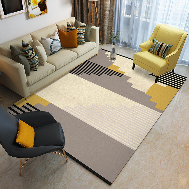 Funky Multicolor Contemporary Rug Polyester Colorblock Geometric Pattern Rug Washable Pet Friendly Non-Slip Carpet for Living Room Khaki Clearhalo 'Area Rug' 'Modern' 'Rugs' Rug' 1767359