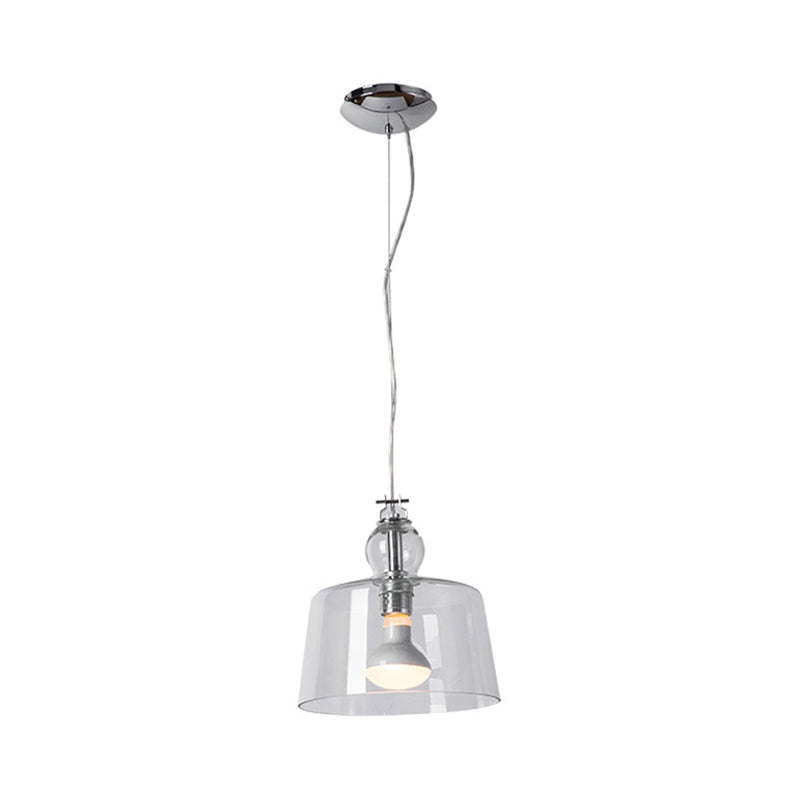 Modern 1 Light Pendant Light with Clear Glass Shade Chrome Upside-Down Trifle Bowl Hanging Lamp Fixture Clearhalo 'Ceiling Lights' 'Glass shade' 'Glass' 'Modern Pendants' 'Modern' 'Pendant Lights' 'Pendants' Lighting' 176740