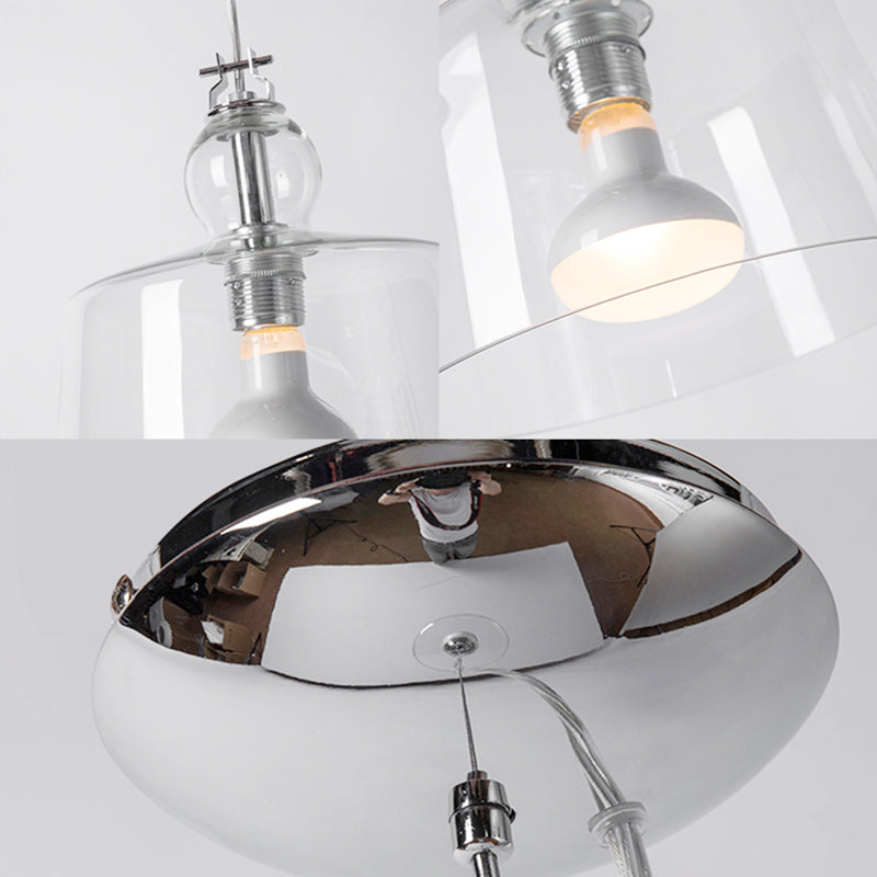 Modern 1 Light Pendant Light with Clear Glass Shade Chrome Upside-Down Trifle Bowl Hanging Lamp Fixture Clearhalo 'Ceiling Lights' 'Glass shade' 'Glass' 'Modern Pendants' 'Modern' 'Pendant Lights' 'Pendants' Lighting' 176742