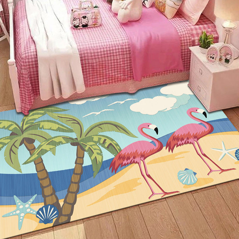 Stylish Multicolor Kids Rug Polyester Animal and Striped Pattern Rug Washable Pet Friendly Non-Slip Carpet for Nursery Blue Clearhalo 'Area Rug' 'Rug' 1767494