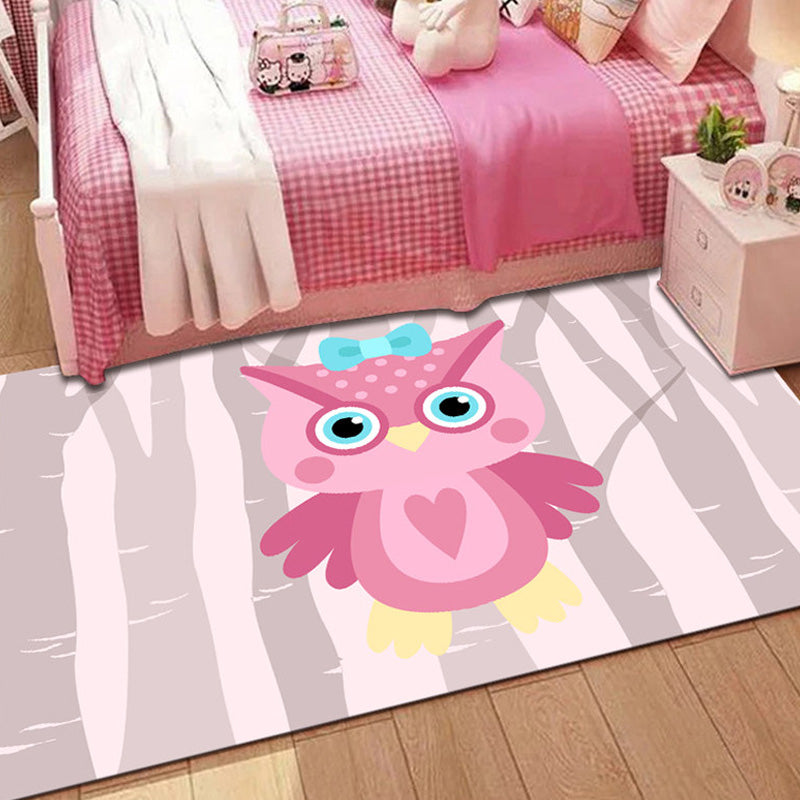 Stylish Multicolor Kids Rug Polyester Animal and Striped Pattern Rug Washable Pet Friendly Non-Slip Carpet for Nursery Pink Clearhalo 'Area Rug' 'Rug' 1767496