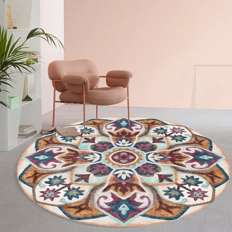 Stylish Tribal Flower Pattern Rug Multicolor Moroccan Rug Polyester Pet Friendly Non-Slip Backing Washable Area Rug for Living Room Clearhalo 'Area Rug' 'Moroccan' 'Rugs' Rug' 1767641