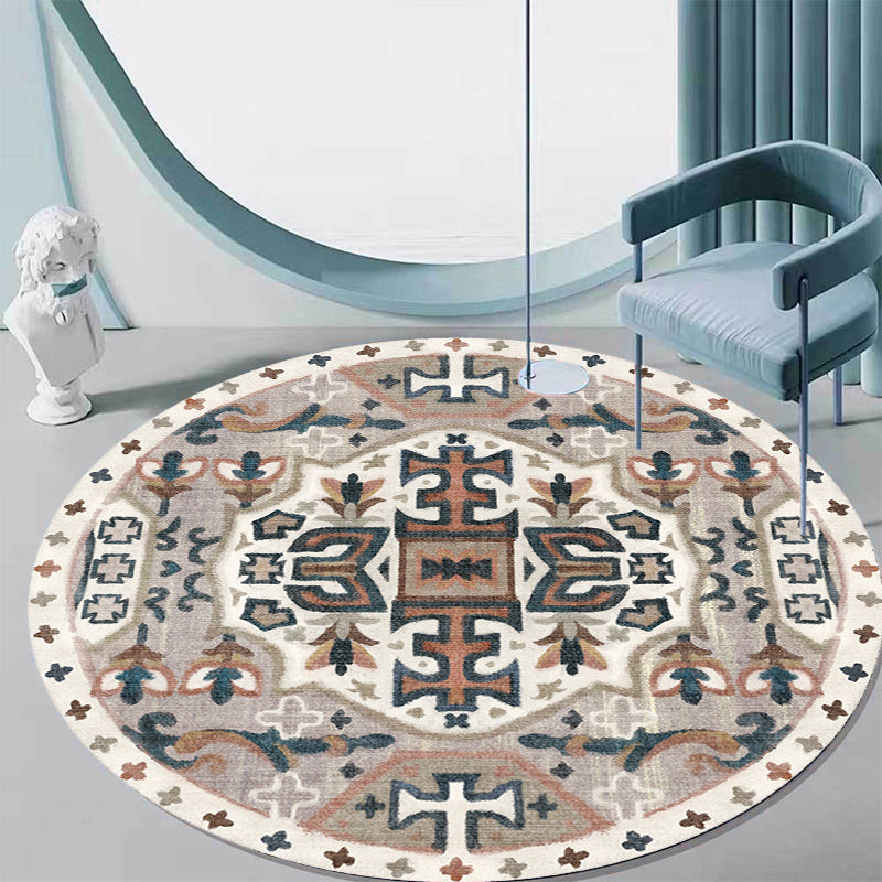 Stylish Tribal Flower Pattern Rug Multicolor Moroccan Rug Polyester Pet Friendly Non-Slip Backing Washable Area Rug for Living Room Grey Clearhalo 'Area Rug' 'Moroccan' 'Rugs' Rug' 1767648