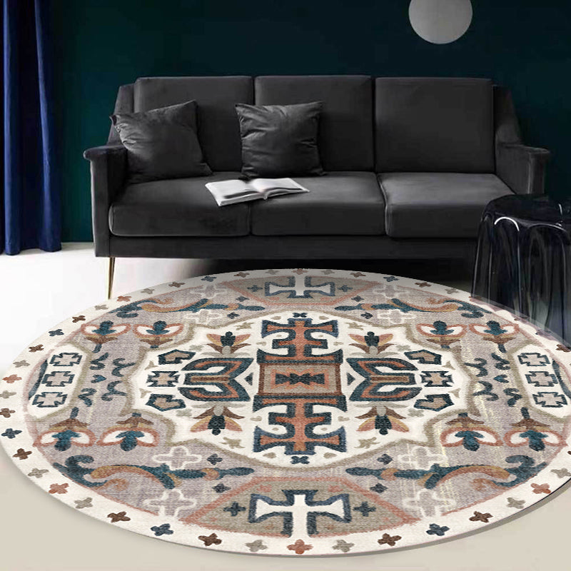 Stylish Tribal Flower Pattern Rug Multicolor Moroccan Rug Polyester Pet Friendly Non-Slip Backing Washable Area Rug for Living Room Clearhalo 'Area Rug' 'Moroccan' 'Rugs' Rug' 1767649