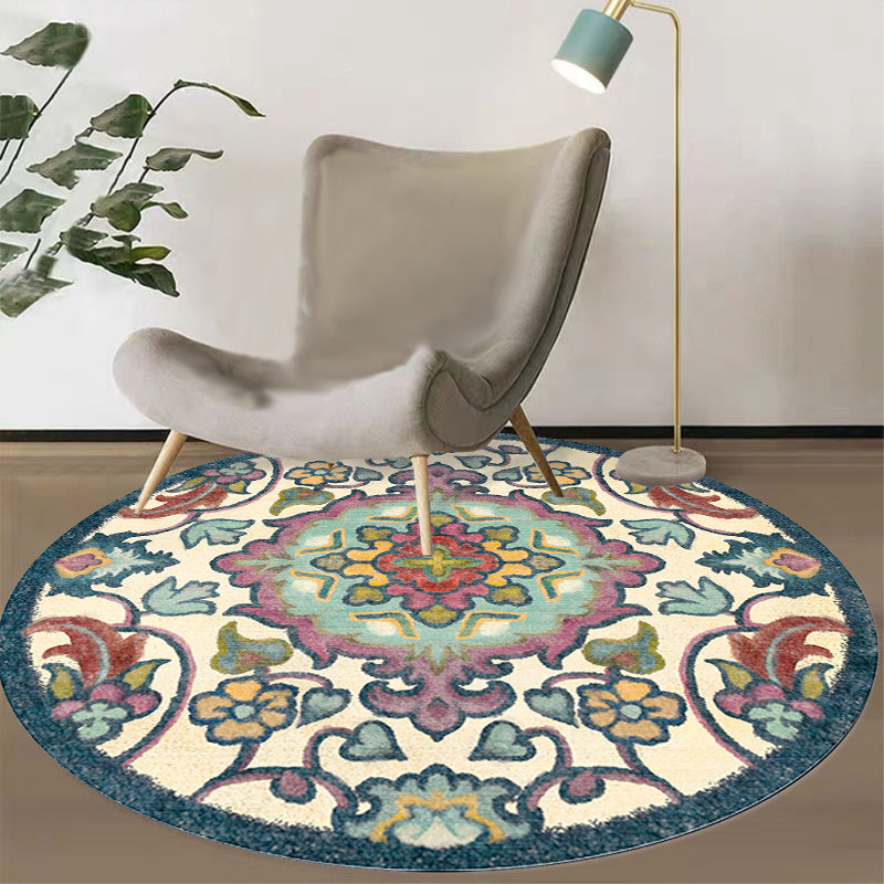 Stylish Tribal Flower Pattern Rug Multicolor Moroccan Rug Polyester Pet Friendly Non-Slip Backing Washable Area Rug for Living Room Green Clearhalo 'Area Rug' 'Moroccan' 'Rugs' Rug' 1767651