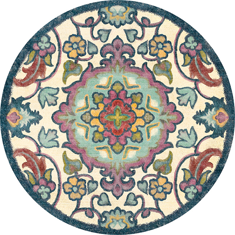Stylish Tribal Flower Pattern Rug Multicolor Moroccan Rug Polyester Pet Friendly Non-Slip Backing Washable Area Rug for Living Room Clearhalo 'Area Rug' 'Moroccan' 'Rugs' Rug' 1767653