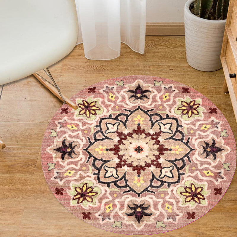 Stylish Tribal Flower Pattern Rug Multicolor Moroccan Rug Polyester Pet Friendly Non-Slip Backing Washable Area Rug for Living Room Light Orange Clearhalo 'Area Rug' 'Moroccan' 'Rugs' Rug' 1767654