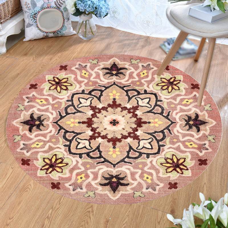 Stylish Tribal Flower Pattern Rug Multicolor Moroccan Rug Polyester Pet Friendly Non-Slip Backing Washable Area Rug for Living Room Clearhalo 'Area Rug' 'Moroccan' 'Rugs' Rug' 1767655