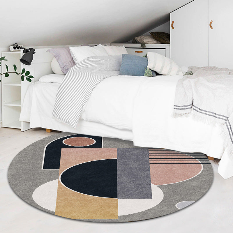 Modernism Ombre Pattern Rug with Stripe Grey Multicolor Polyester Rug Non-Slip Backing Washable Pet Friendly Carpet for Bedroom Light Gray Clearhalo 'Area Rug' 'Modern' 'Rugs' Rug' 1767678