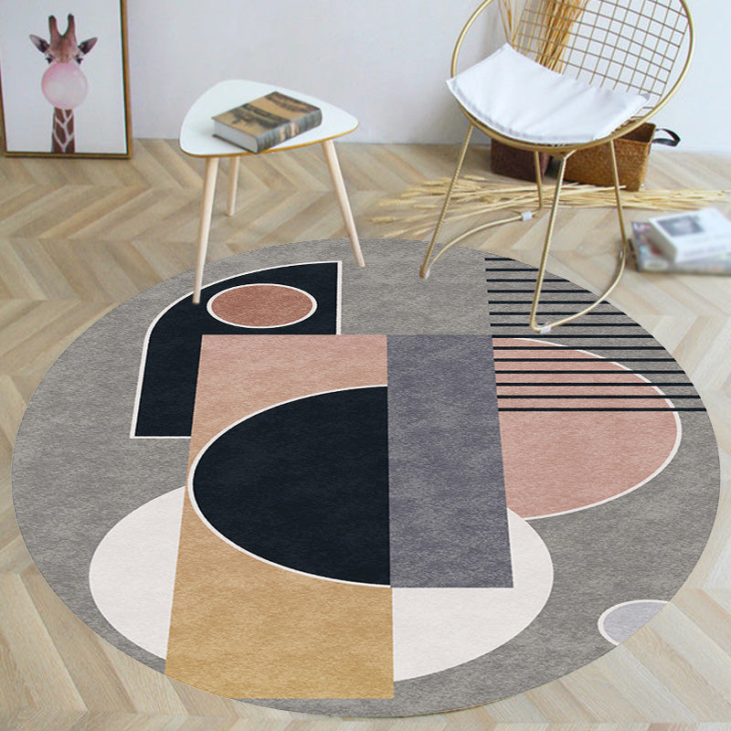 Modernism Ombre Pattern Rug with Stripe Grey Multicolor Polyester Rug Non-Slip Backing Washable Pet Friendly Carpet for Bedroom Clearhalo 'Area Rug' 'Modern' 'Rugs' Rug' 1767679