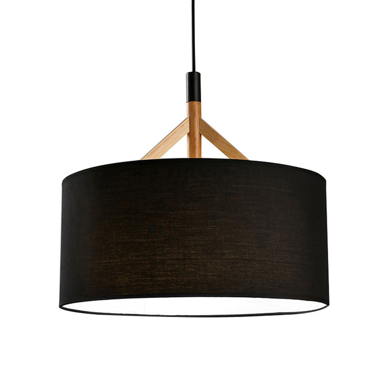 Modern Drum Pendant Light Fixture Fabric 1 Light Hanging Ceiling Light in White/Black Clearhalo 'Ceiling Lights' 'Modern Pendants' 'Modern' 'Pendant Lights' 'Pendants' Lighting' 176768