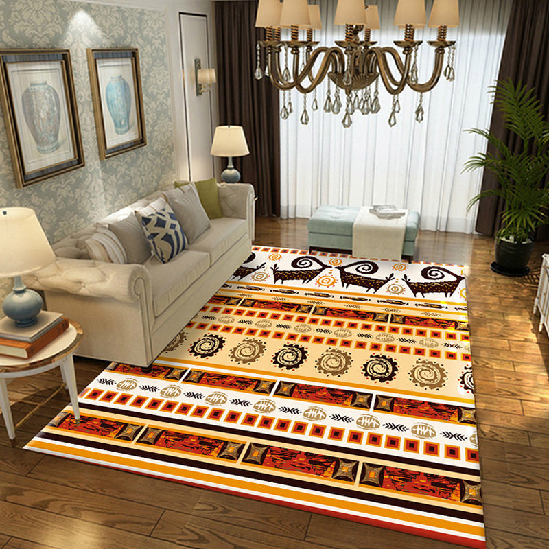 Vintage Tribal Geometric Pattern Rug Multicolor Polyester Rug Washable Pet Friendly Anti-Slip Carpet for Living Room Yellow Clearhalo 'Area Rug' 'Moroccan' 'Rugs' Rug' 1767692