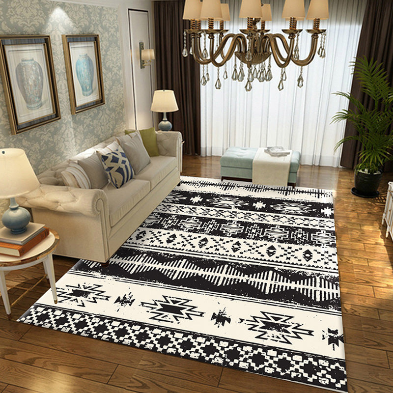 Vintage Tribal Geometric Pattern Rug Multicolor Polyester Rug Washable Pet Friendly Anti-Slip Carpet for Living Room White Clearhalo 'Area Rug' 'Moroccan' 'Rugs' Rug' 1767698