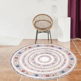 Vintage Circle Pattern Rug with Flower Light Purple Polyester Rug Washable Pet Friendly Anti-Slip Carpet for Living Room Clearhalo 'Area Rug' 'Moroccan' 'Rugs' Rug' 1767717