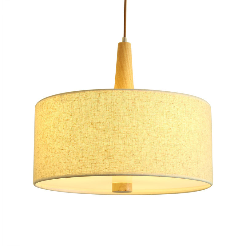 Drum Pendant Light Nordic Fabric 1 Light Flaxen Hanging Ceiling Light for Dining Room Clearhalo 'Ceiling Lights' 'Modern Pendants' 'Modern' 'Pendant Lights' 'Pendants' Lighting' 176772