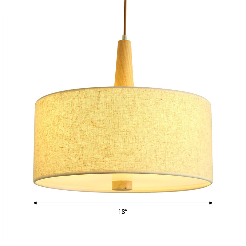 Drum Pendant Light Nordic Fabric 1 Light Flaxen Hanging Ceiling Light for Dining Room Clearhalo 'Ceiling Lights' 'Modern Pendants' 'Modern' 'Pendant Lights' 'Pendants' Lighting' 176773