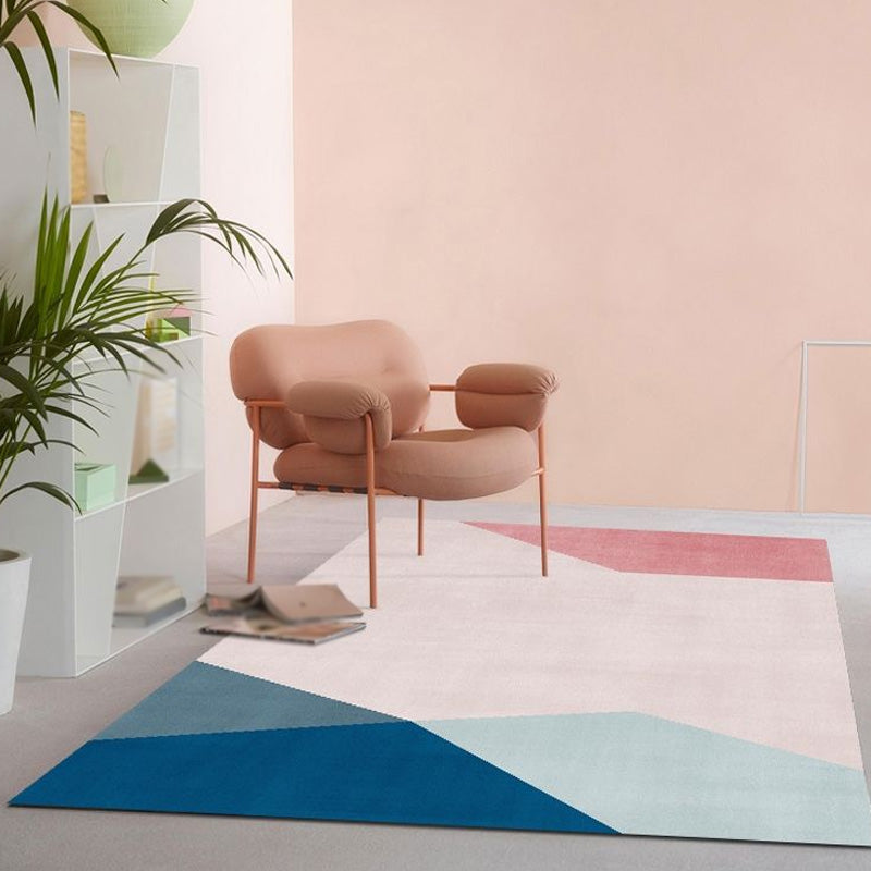 Colorblock Rug Polyester Modern Rug Washable Anti-Slip Pet Friendly Area Rug for Living Room Pink Clearhalo 'Area Rug' 'Modern' 'Rugs' Rug' 1767805