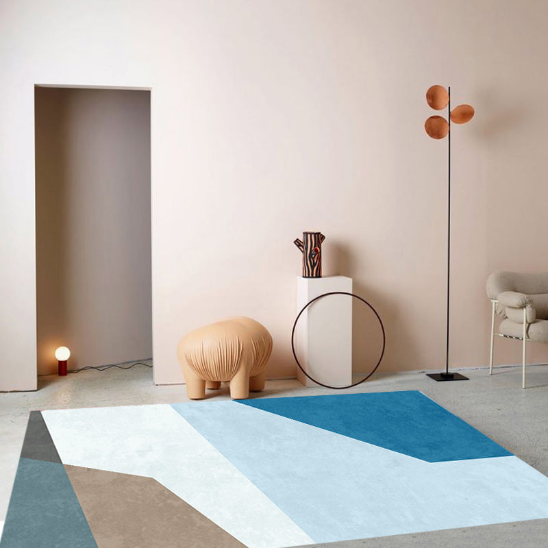 Colorblock Rug Polyester Modern Rug Washable Anti-Slip Pet Friendly Area Rug for Living Room Blue Clearhalo 'Area Rug' 'Modern' 'Rugs' Rug' 1767808