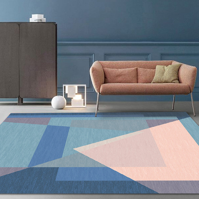 Colorblock Rug Polyester Modern Rug Washable Anti-Slip Pet Friendly Area Rug for Living Room Dark Blue Clearhalo 'Area Rug' 'Modern' 'Rugs' Rug' 1767811