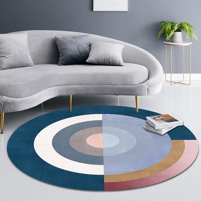 Modernist Concentric Circles Pattern Rug Multicolor Polyester Rug Non-Slip Backing Washable Pet Friendly Carpet for Bedroom Blue Clearhalo 'Area Rug' 'Modern' 'Rugs' Rug' 1767827